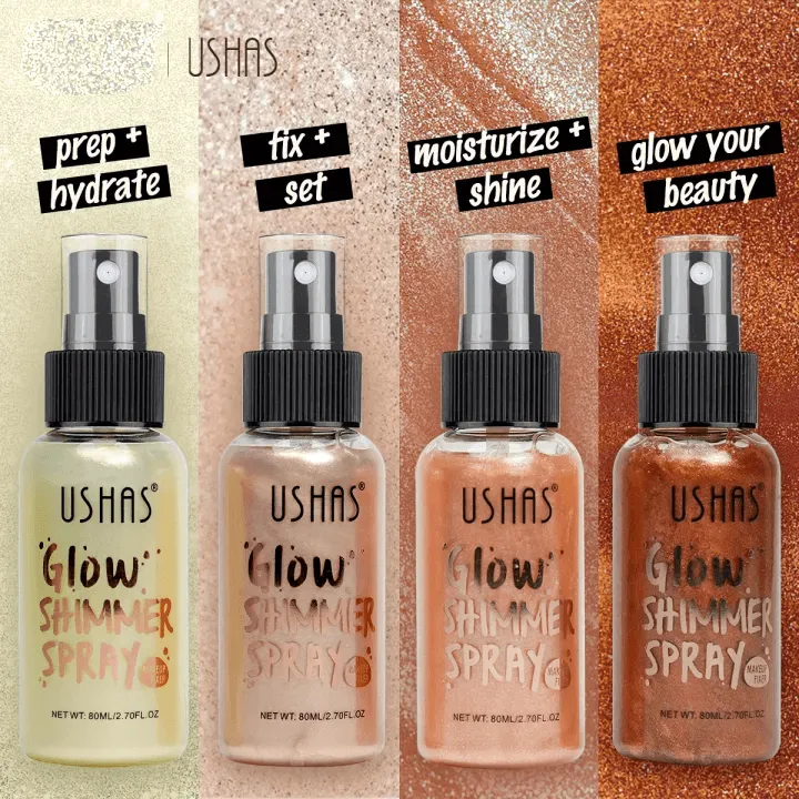 Ushas Glow Shimmer Glitter Moisturizing Face and Body Spray