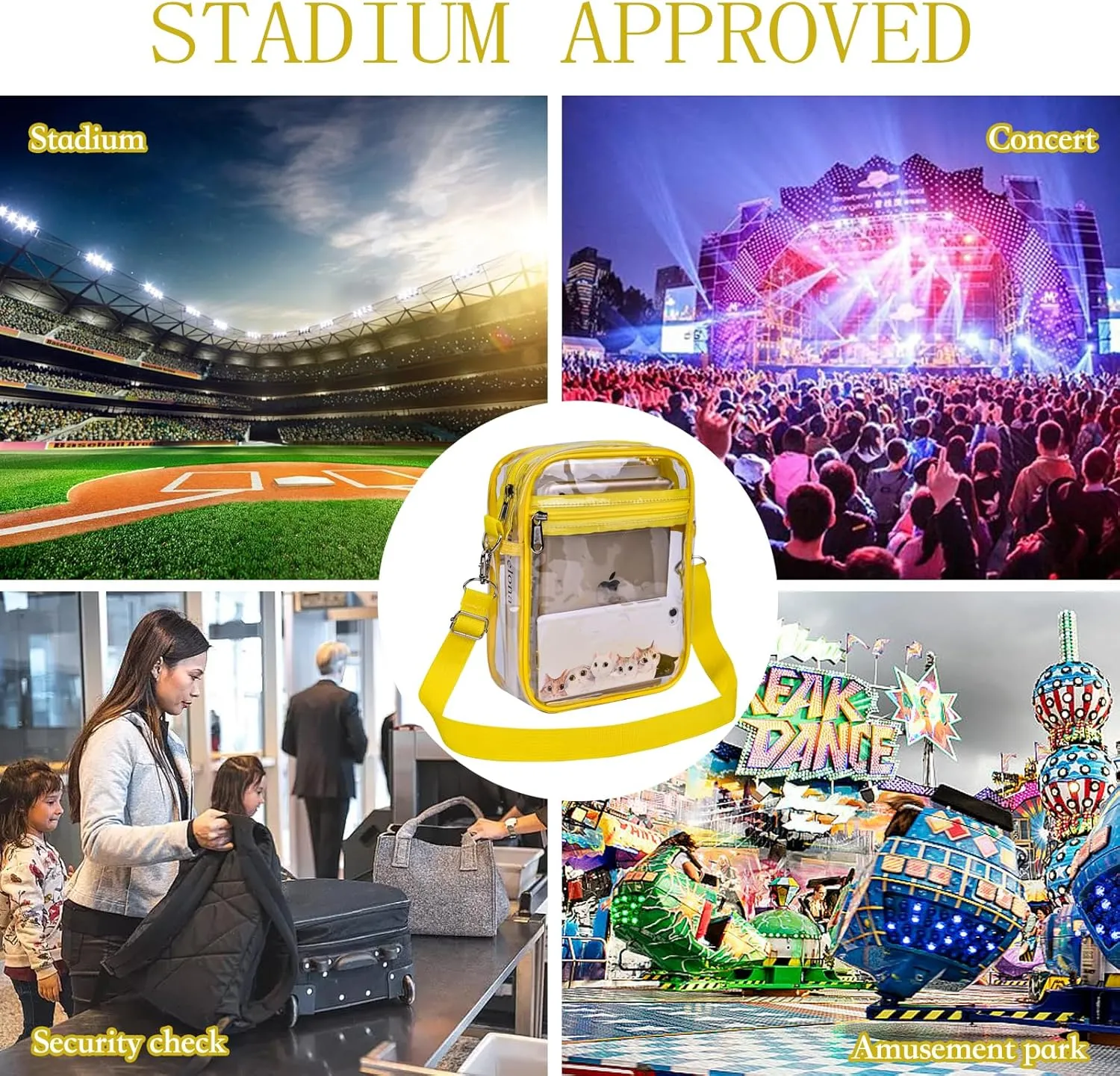 USPECLARE Clear Purse Stadium Approved CrossBody Bag for Men and Women
