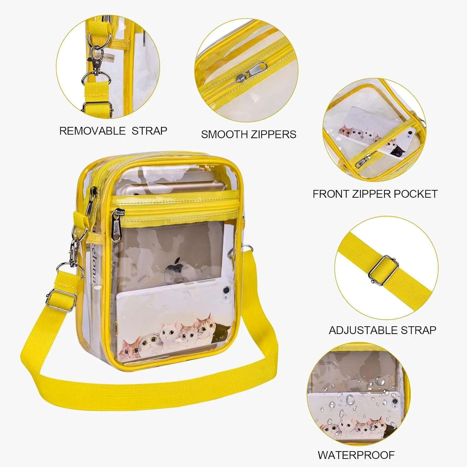 USPECLARE Clear Purse Stadium Approved CrossBody Bag for Men and Women