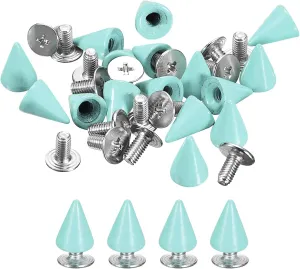 uxcell 50 Sets Cone Spikes Studs, 7x10mm Studs and Spike Metal Screw Back Rivet for Clothing Belts Bags Shoes DIY Leathercraft, Green