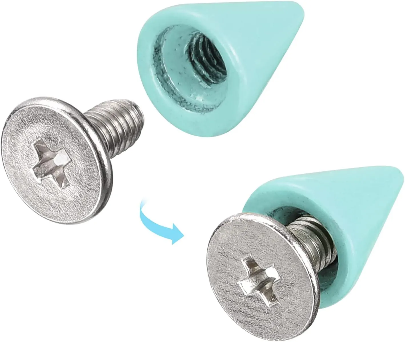 uxcell 50 Sets Cone Spikes Studs, 7x10mm Studs and Spike Metal Screw Back Rivet for Clothing Belts Bags Shoes DIY Leathercraft, Green