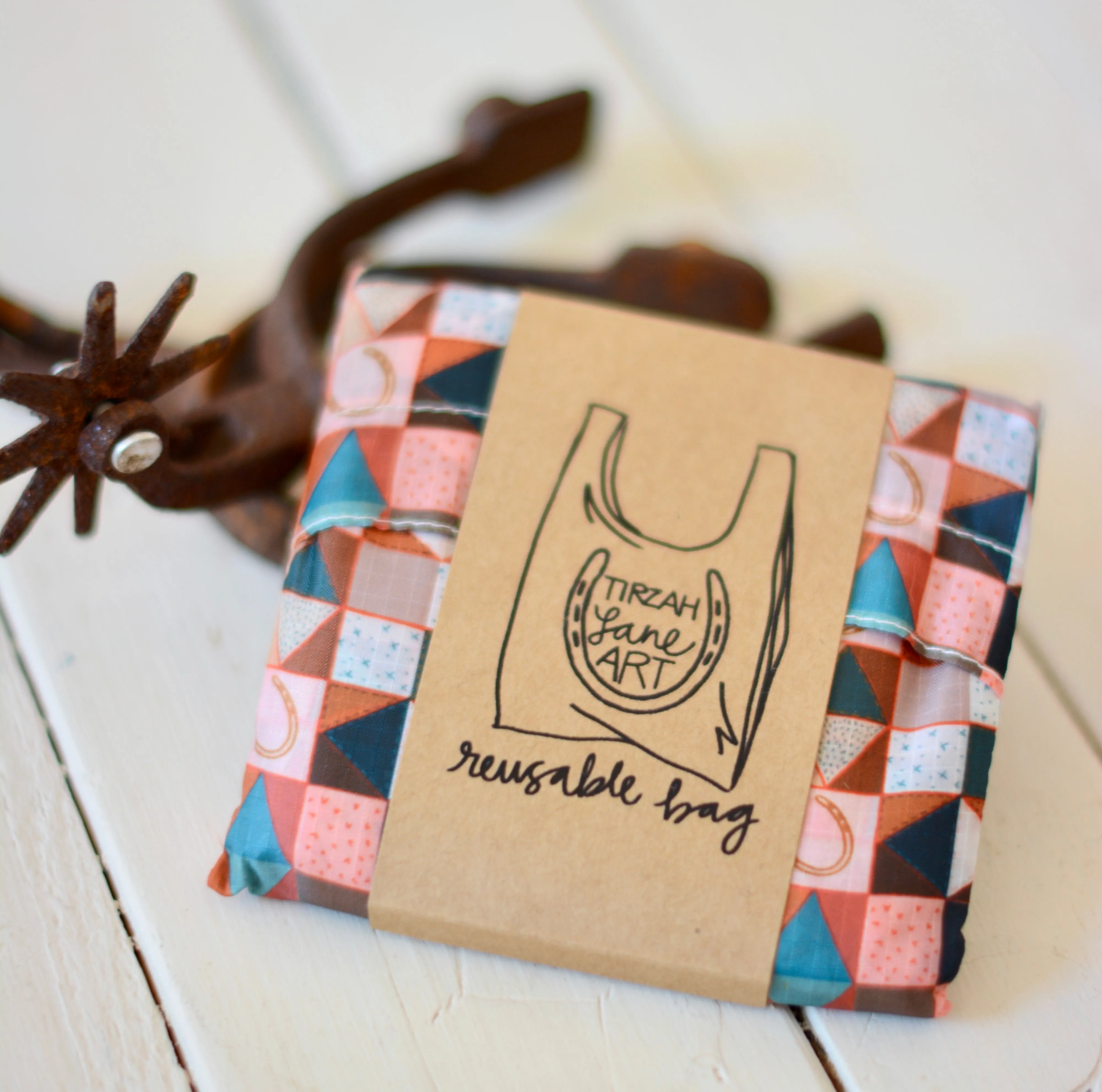Vintage Ranch Patchwork Reusable Tote Bag