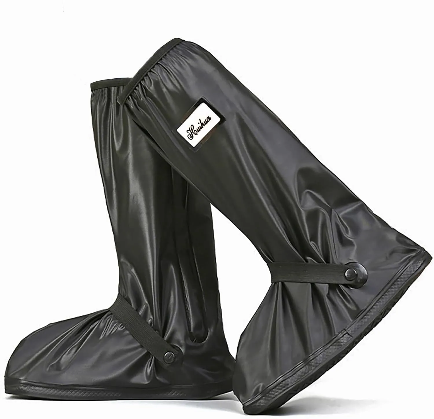 Waterproof Shoe Cover, Reusable High Tube Thickening Slip Proof Bottom with Reflector Overshoes for Cycling Bowling Fishing Walking Hiking in Rain Snow and Mud (L)