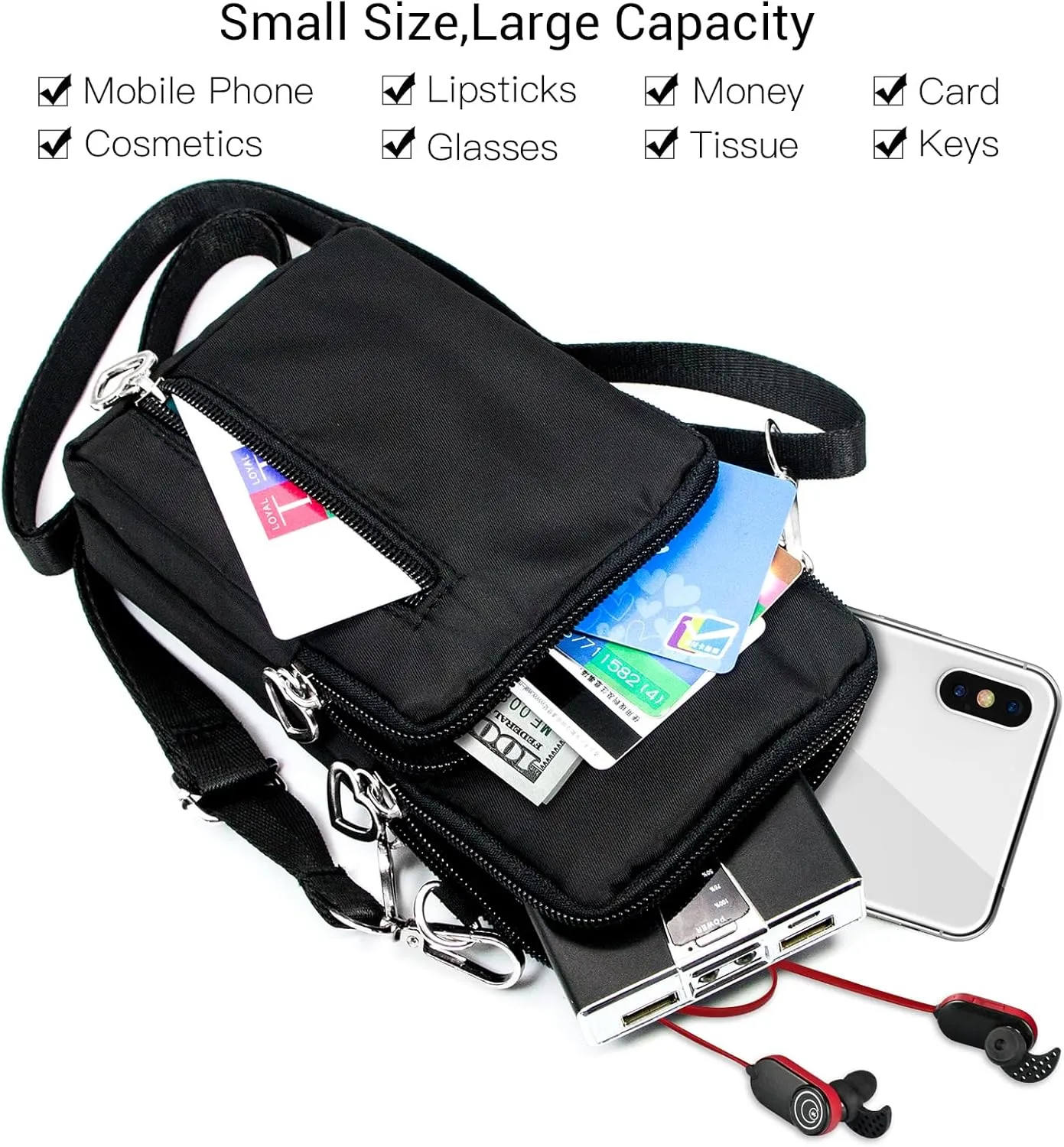 YINHEXI Small Crossbody Bags for Women Trendy, Mini Triple Compartment Cell Phone Crossbody Wallet Purses