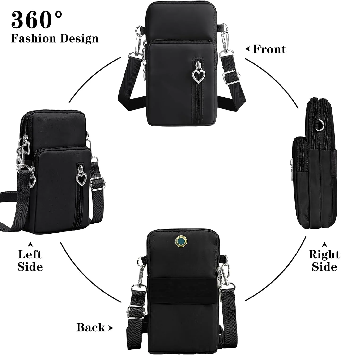 YINHEXI Small Crossbody Bags for Women Trendy, Mini Triple Compartment Cell Phone Crossbody Wallet Purses