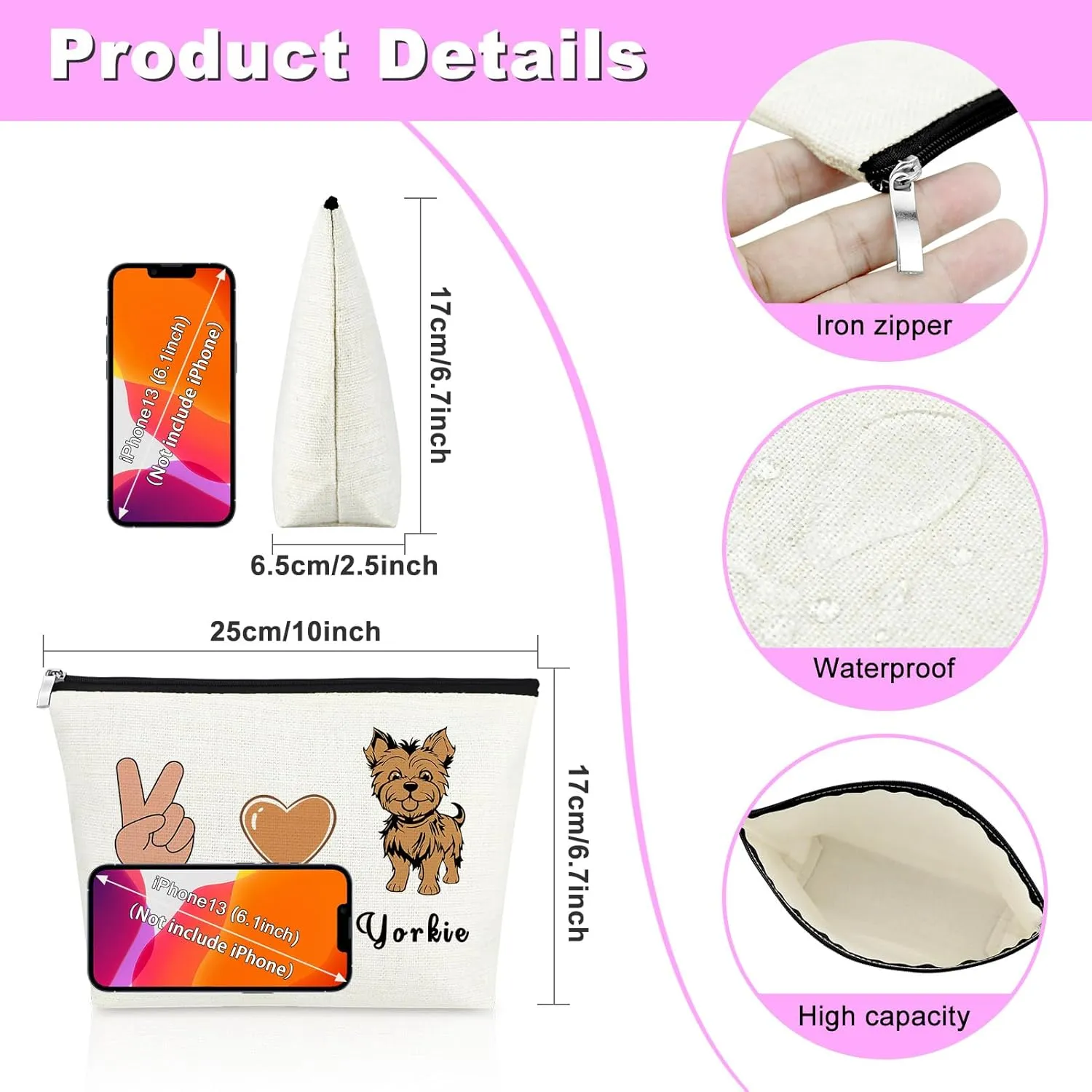 Yorkie Gifts for Women Makeup Bag Yorkie Lovers Gift Cosmetic Bag Yorkie Dog Gift Yorkie Mom Owner Gift Yorkshire Terrier Gift Christmas Birthday Gift for Friend Girl Dog Owner Gift Toiletry Bag