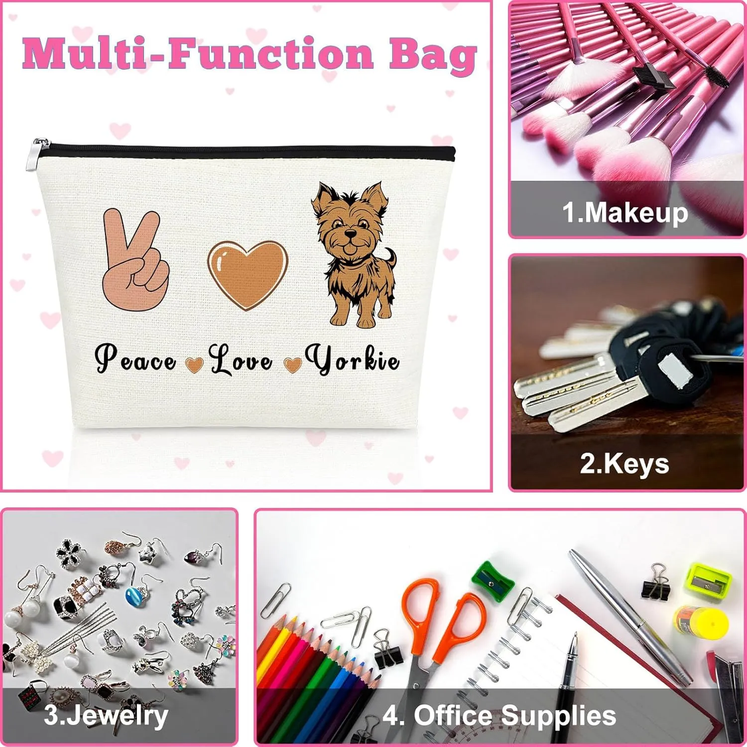 Yorkie Gifts for Women Makeup Bag Yorkie Lovers Gift Cosmetic Bag Yorkie Dog Gift Yorkie Mom Owner Gift Yorkshire Terrier Gift Christmas Birthday Gift for Friend Girl Dog Owner Gift Toiletry Bag