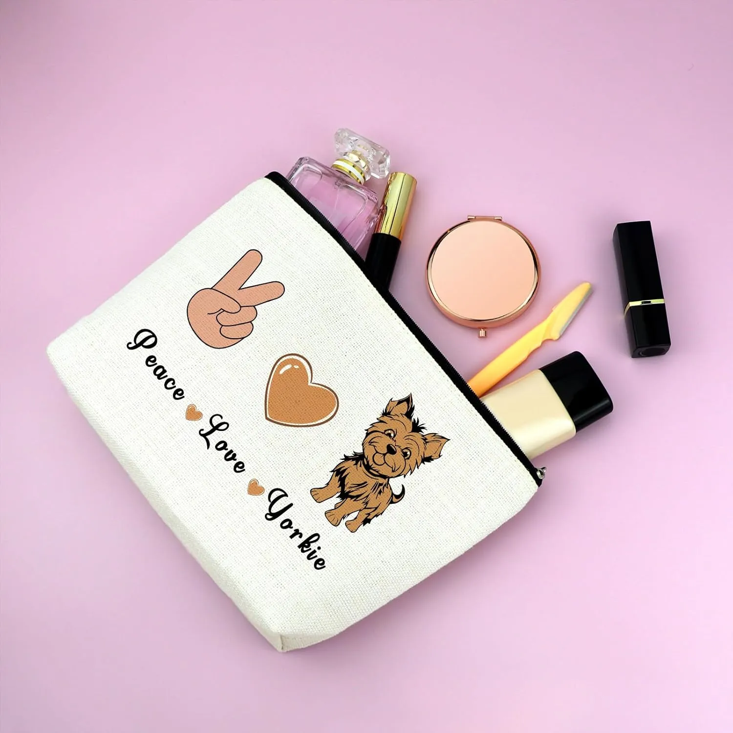Yorkie Gifts for Women Makeup Bag Yorkie Lovers Gift Cosmetic Bag Yorkie Dog Gift Yorkie Mom Owner Gift Yorkshire Terrier Gift Christmas Birthday Gift for Friend Girl Dog Owner Gift Toiletry Bag